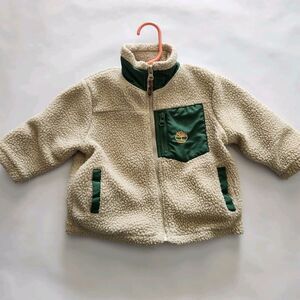Baby/ Toddler Timberland sherpa zip up ivory and green size 12 Months